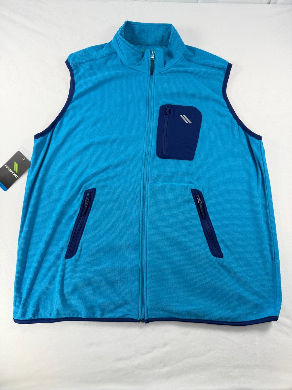 Men's Blue Zip-Front Swim Vest - Kings Size sport